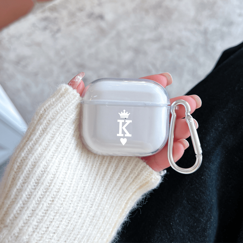 White English Letter K Graphic Pattern Headphone Clear Case For Airpods1/2,  Airpods3, Pro, Pro (2nd Generation), Gift For Birthday, Girlfriend,  Boyfriend, Friend Or Yourself - Temu