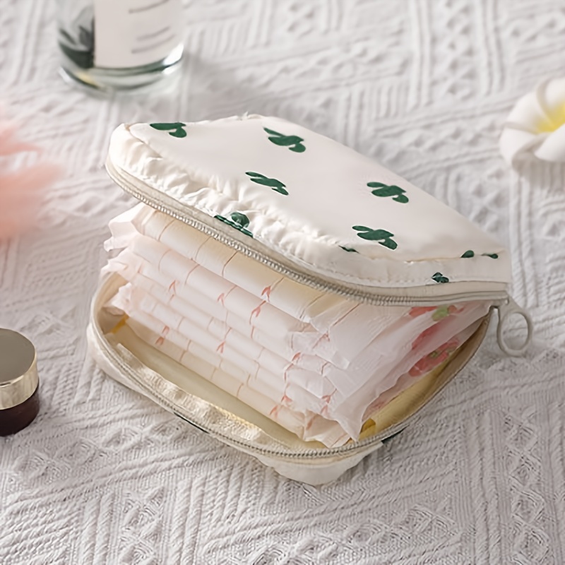 Portable Sanitary Napkin Storage Bag, Cute Cactus Print Organizer, Women's  Reusable Small Pouch - Temu
