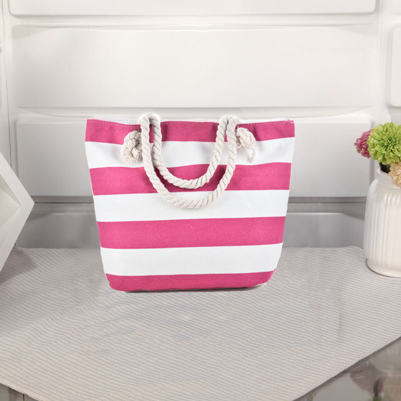 Pink Stripe Tote Bag, Fashion & Accessories