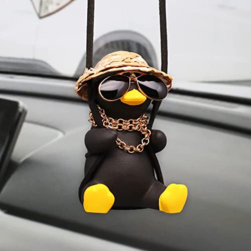 Swinging Duck Car Hanging Ornament, Cool Car Hanging Accessories For Rear  View Mirror, Cute Car Pendant Swinging Sunglasses Duck Hanging Swing