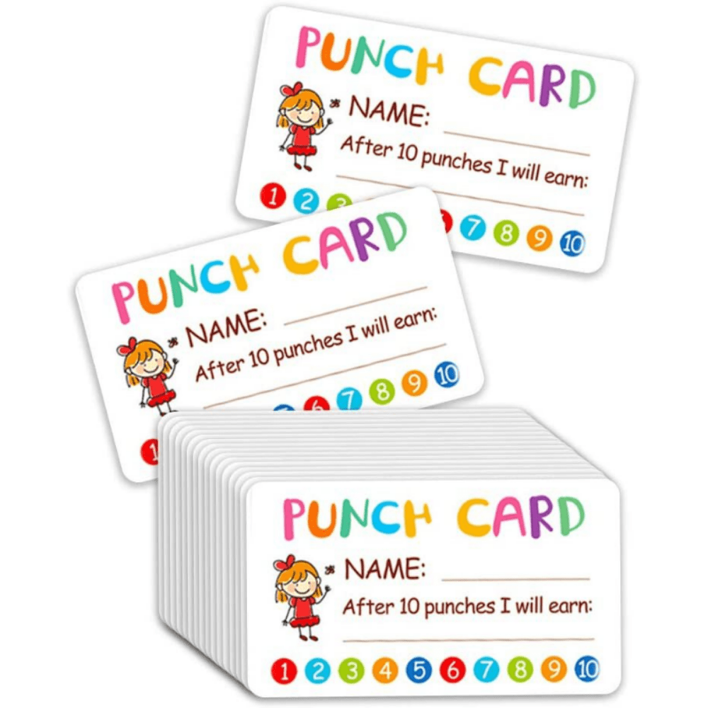 50pcs Punch Cards Or 100pcs Punch Cards+ Hole Puncher, My Reward Cards For  Classroom Student, Home Behavior Incentive For Students, Loyalty Cards For