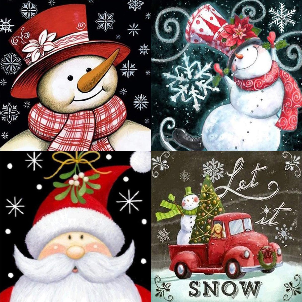 Christmas Diamond Painting Kits for Adults,5D DIY Snowman Diamond