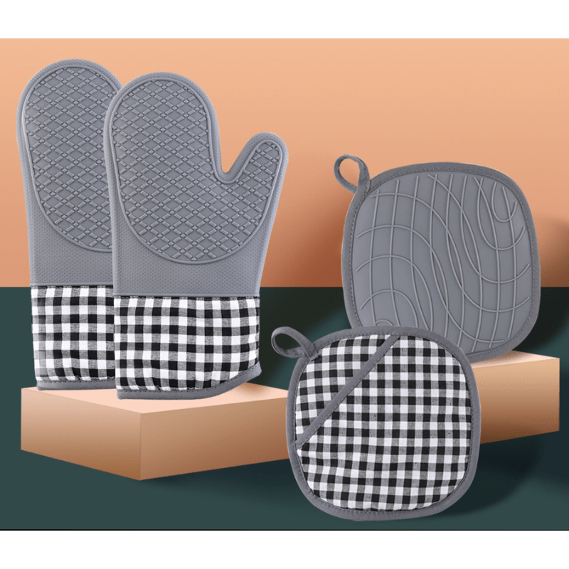 1pc Silicone Oven Mitts; Heat Insulation Pad; Nordic Style