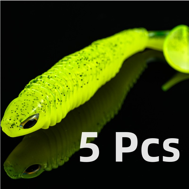 5pcs Glow-in-the-Dark Silicone Soft Lures for Lifelike Fishing Experience