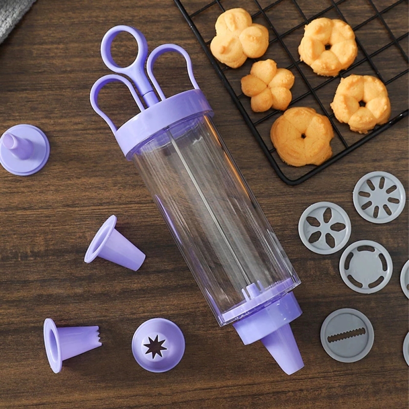 1 Set, Cookie Press With Decorating Tips, Plastic Cookie Press Gun Kit,  Plastic Framing Nozzle, Cream