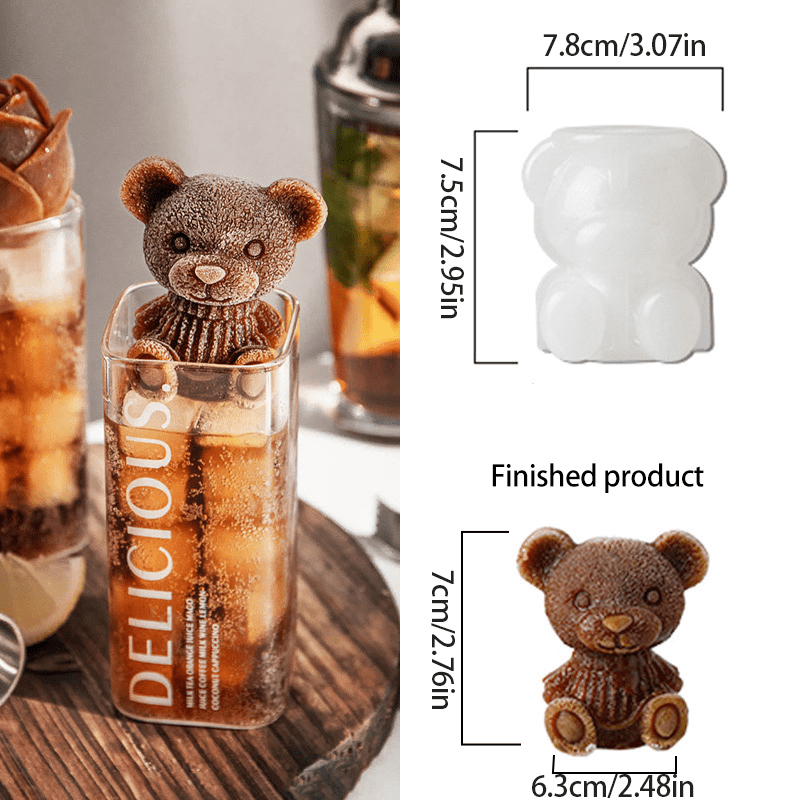 2pcs Bear Design Ice Cube Mold