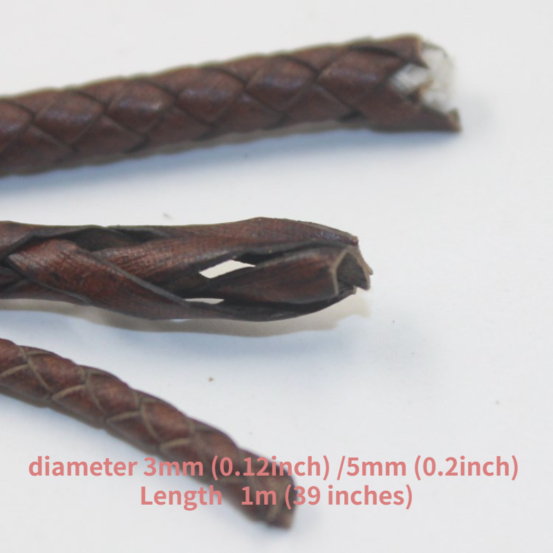 1 Meter Brown Handcraft Braided Woven Genuine Leather Cords Round Cow  Leather Threads DIY Bracelet Jewelry Making