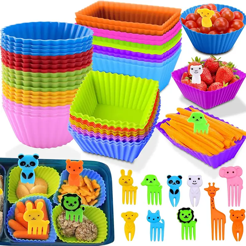 Silicone Lunch Box Dividers, Bento Bundle Lunch Box Dividers With Food  Picks For Adults School Lunch Containers Accessories - Temu