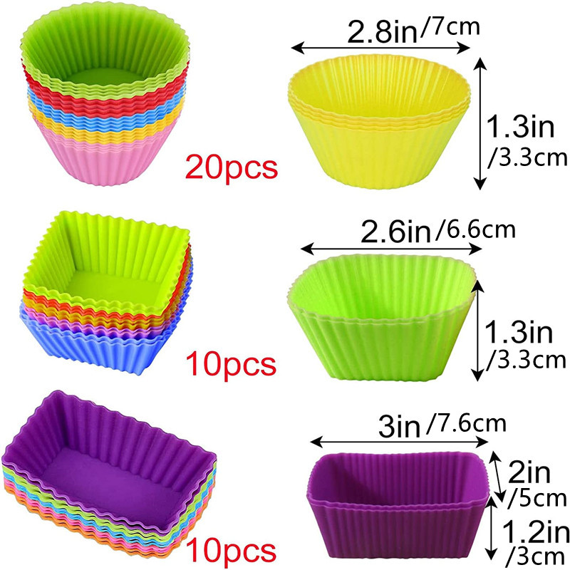 Silicone Lunch Box Dividers,40 Pcs Silicone Cupcake Liners,Bento