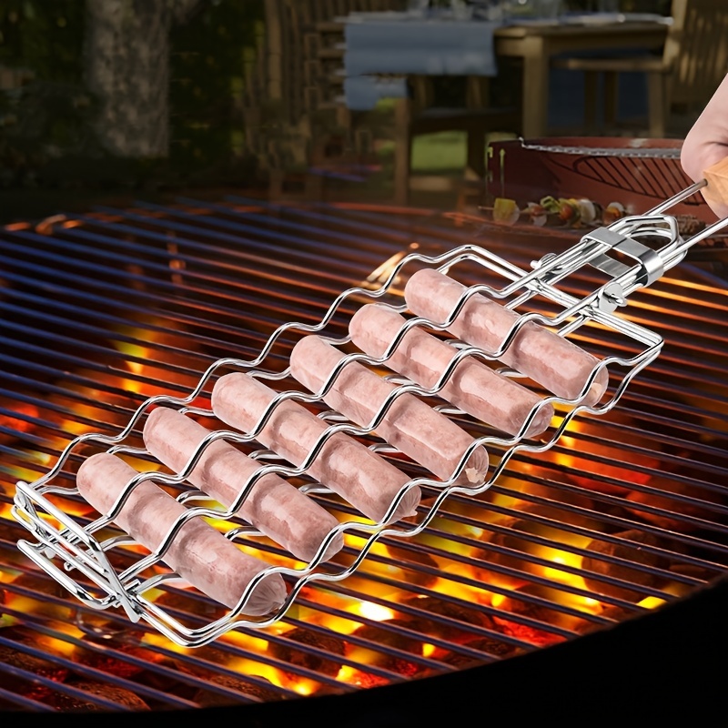 Panier de barbecue en acier inoxydable, support de poisson portable, clip  de gril