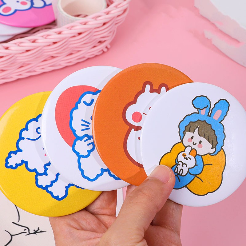 Cute Cartoon Pattern Mini Mirror Small Round Mirror Portable - Temu