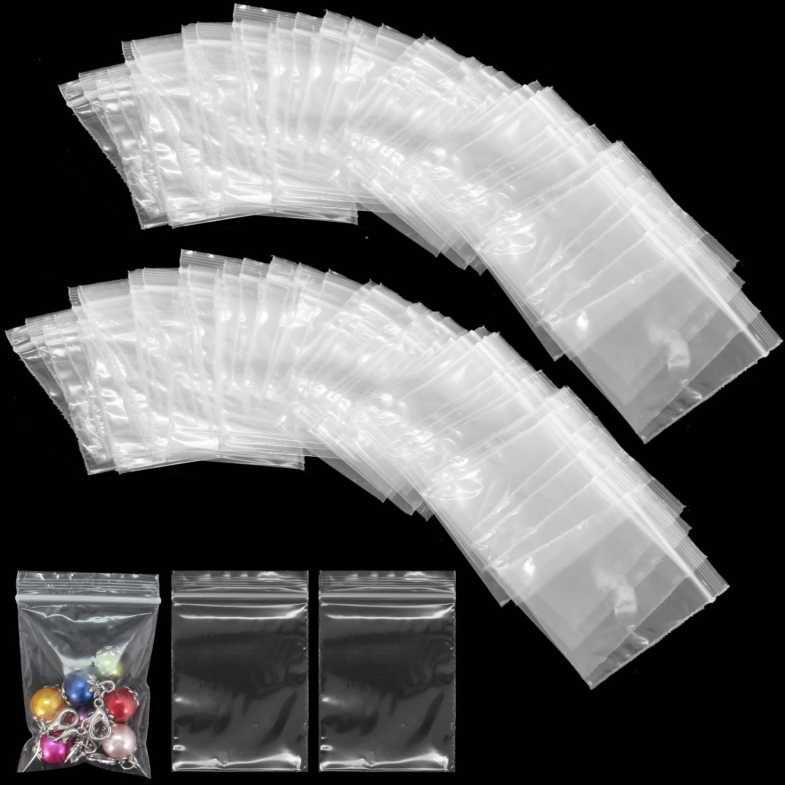  500pcs 2 X 2 Inch Small Plastic Bags Little Baggies Clear  Resealable Zip Poly Bags 2 Mil For Jewerly Snack Vitamins Pill Coin Beads