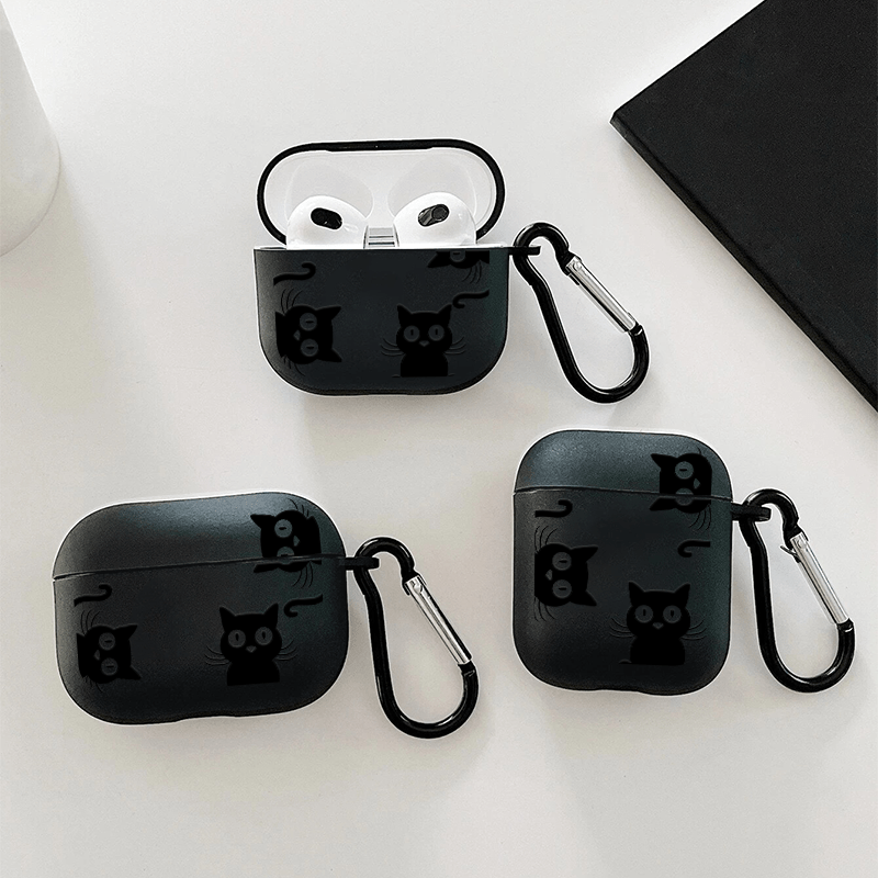 

Black Cat Graphic Pattern Headphone Case For Airpods1/2, Airpods3, Airpods Pro, Airpods Pro (2nd Generation), Gift For Birthday, Girlfriend, Boyfriend, Friend Or Yourself
