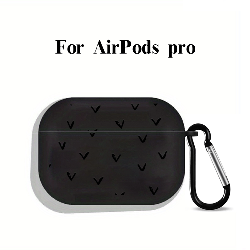 Black Rhombus And Heart Graphic Pattern Headphone Case For Airpods1/2,  Airpods3, Pro, Pro (2nd Generation), Gift For Birthday, Girlfriend,  Boyfriend, Friend Or Yourself, Black Protective Silicon Case For Earphone -  Temu United