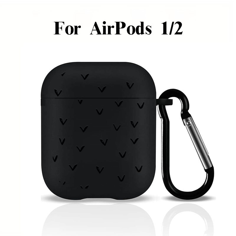 Black Rhombus And Heart Graphic Pattern Headphone Case For Airpods1/2,  Airpods3, Pro, Pro (2nd Generation), Gift For Birthday, Girlfriend,  Boyfriend, Friend Or Yourself, Black Protective Silicon Case For Earphone -  Temu United