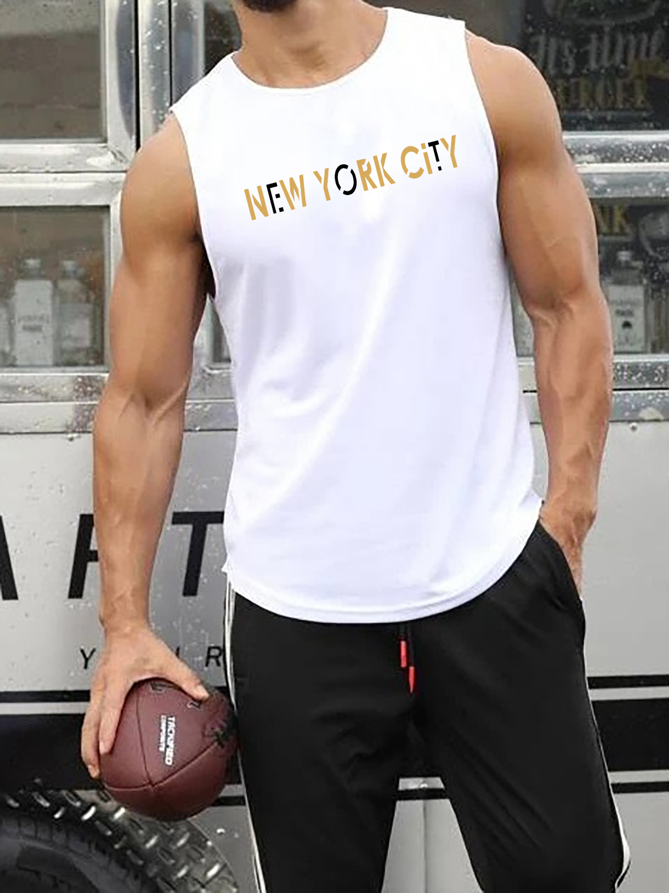Camiseta Tirantes Estampado Gráfico gym Fitness Hombre - Temu Chile