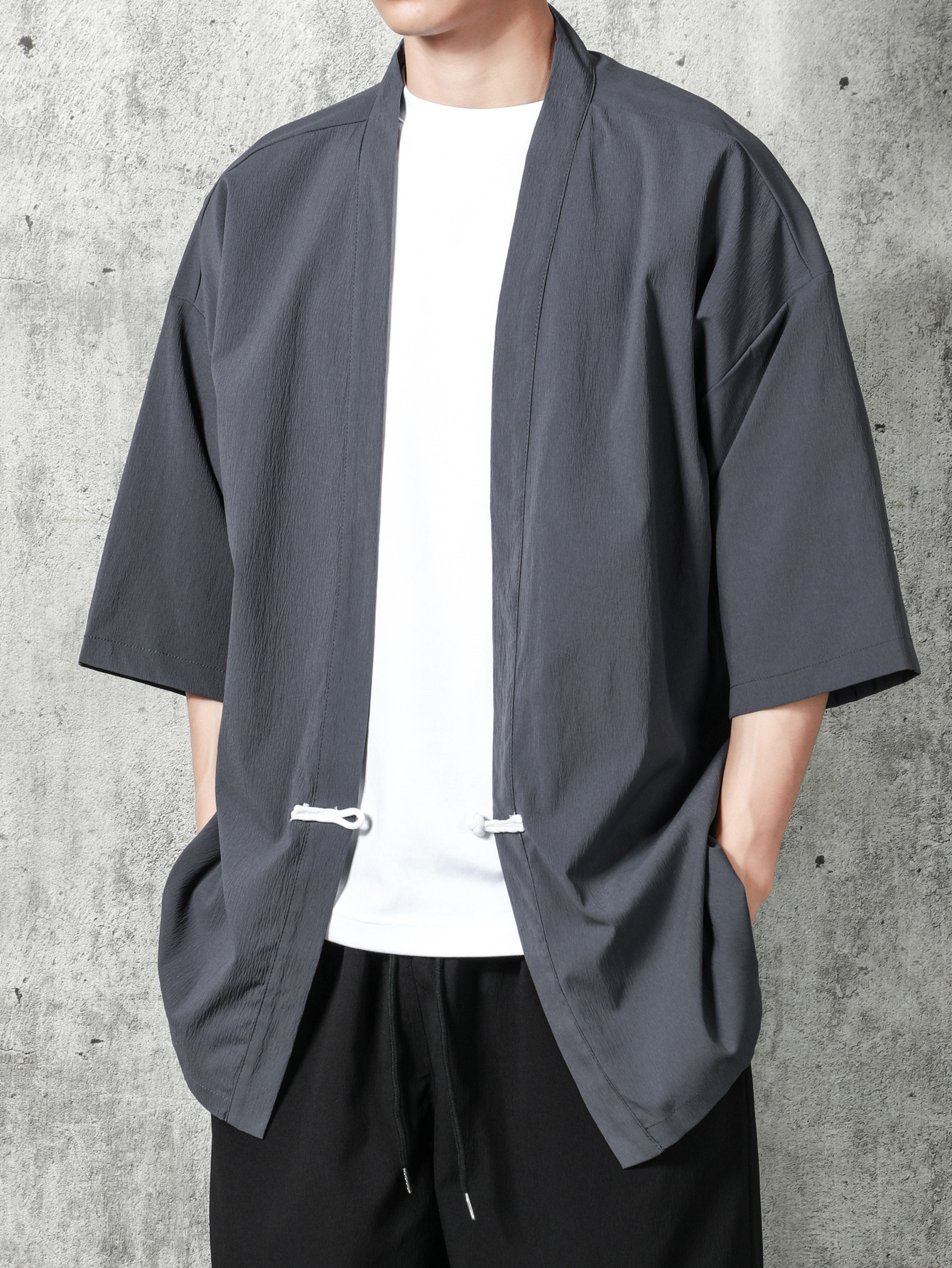 Korean Men's Fashion Youth short-sleeved Loose Casual zipper Shirt top 