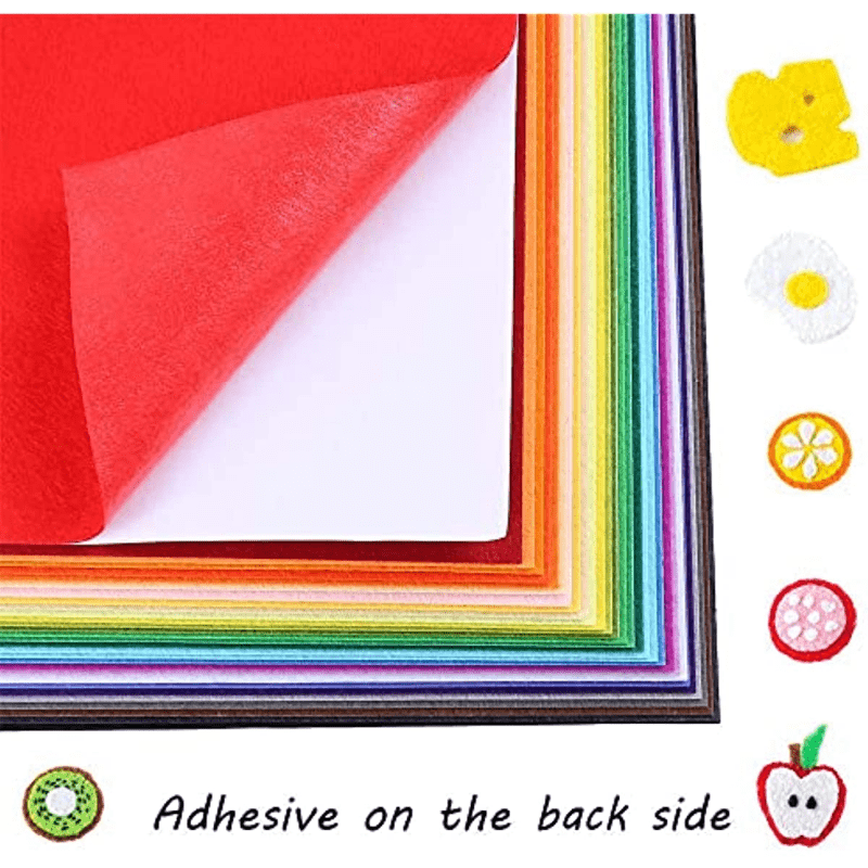  Szsrcywd 15 hojas de tela adhesiva de fieltro de colores  surtidos, 15 colores tamaño A4, hoja trasera adhesiva de 8.3 x 11.8  pulgadas para arte, manualidades, autoadhesivas : Arte y Manualidades