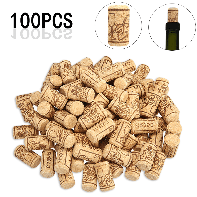 200 tapones y sellos para botella de vino, 100 corchos de vino naturales y  3 colores (rojo, negro, oro) 100 cápsulas termoencogibles de PVC para
