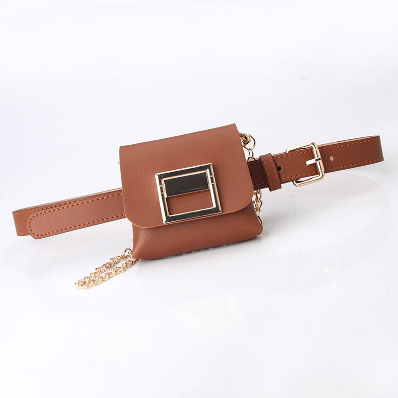 Metal Chain Belt Waist Bag PU Leather Casual Shoulder Bag