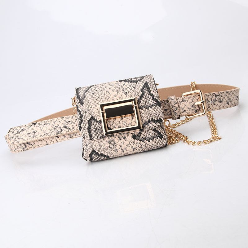 Metal Chain Belt Waist Bag PU Leather Casual Shoulder Bag