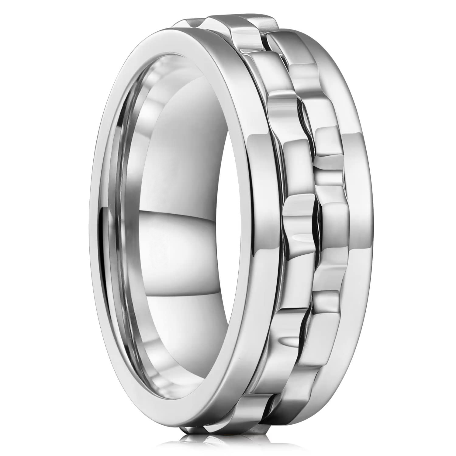 Classic Rotatable Stainless Steel Chain Rings For Men Punk - Temu