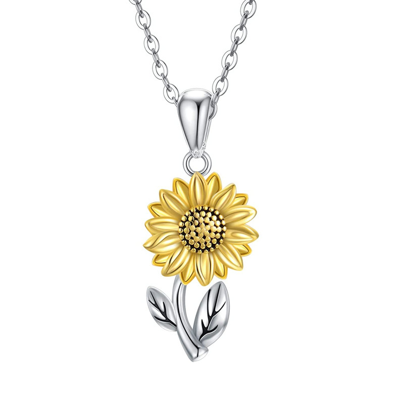 fashion sunflower pendant necklace for women party necklace christmas gifts details 0