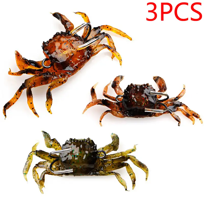 3pcs 3.94inch 3d Simulation Crab Fishing Baits For Octopus, Artificial  Silicone Soft Fishing Lures With Hook For Saltwater, Winter Fishing Tackle