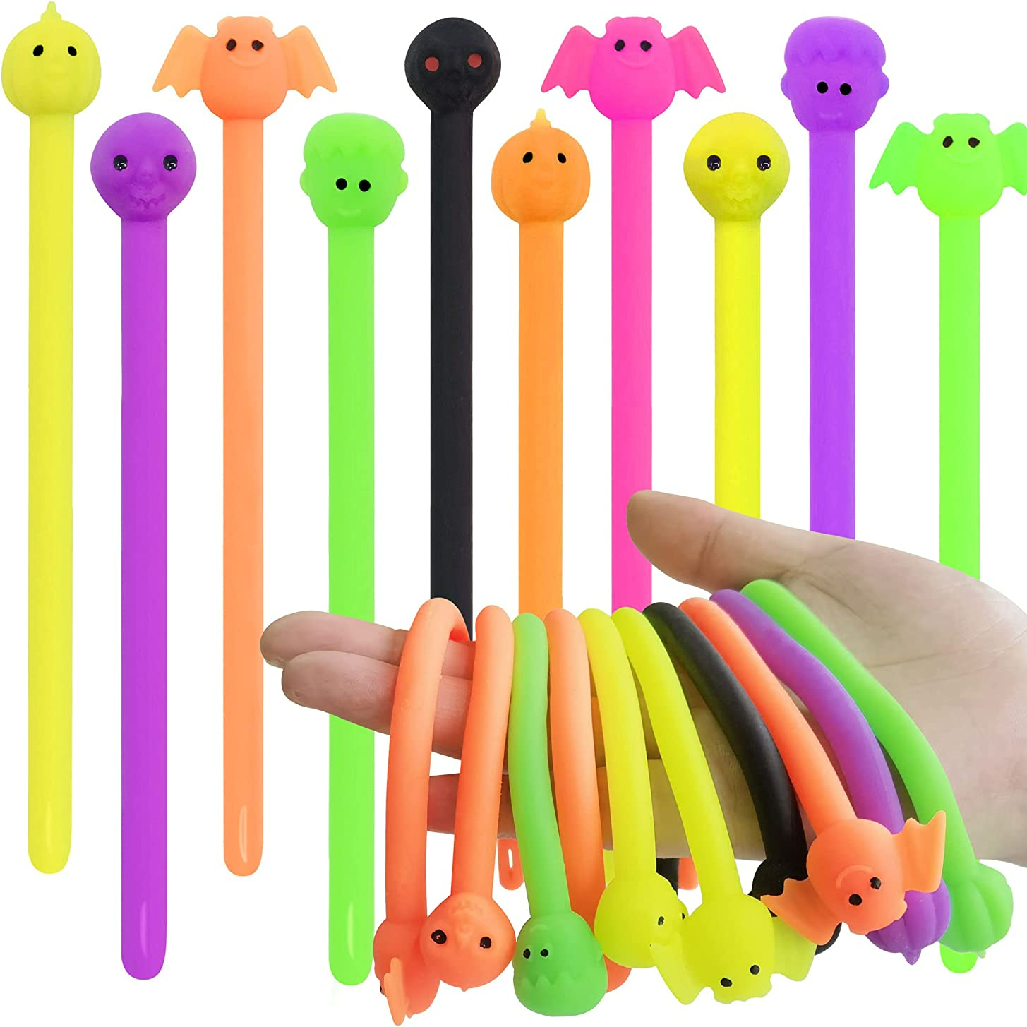 12PCS Funny Unicorn Pull Worm Noodle Fidget Toys Stretch String TPR Rope  Anti Stress Toys String Stress Relief Autism Vent Toy