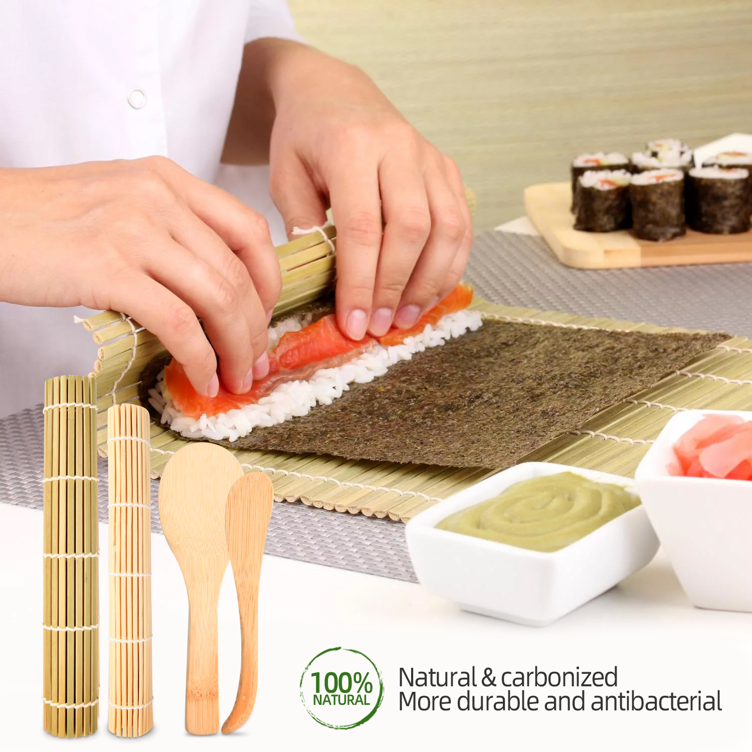 Bamboo Sushi Rolling Mat Sushi Making Kit Natural Bamboo - Temu United Arab  Emirates