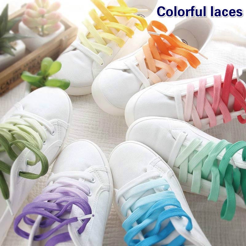 Color Gradient Lace Flat Lace Casual Sports Shoes - Temu