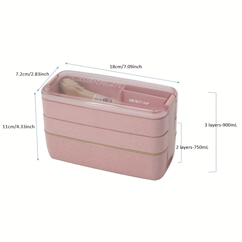  JXXM Bento Box Adult Lunch Box,3 Stackable Bento Lunch  Containers for Adults, Modern Minimalist Design Bento Box with Utensil Set,  Leak-Proof Lunchbox Bento Box for Dining Out, Work (Gradient Pink): Home