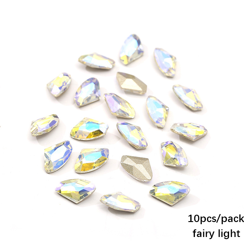 Mixed Shapes Aurora Glass Crystal Nail Art Rhinestones Nail - Temu