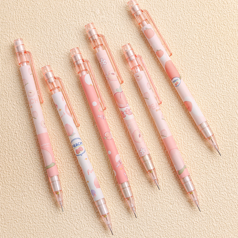 Sweet Peach Mechanical Pencils Lead Cute Cartoon Design - Temu