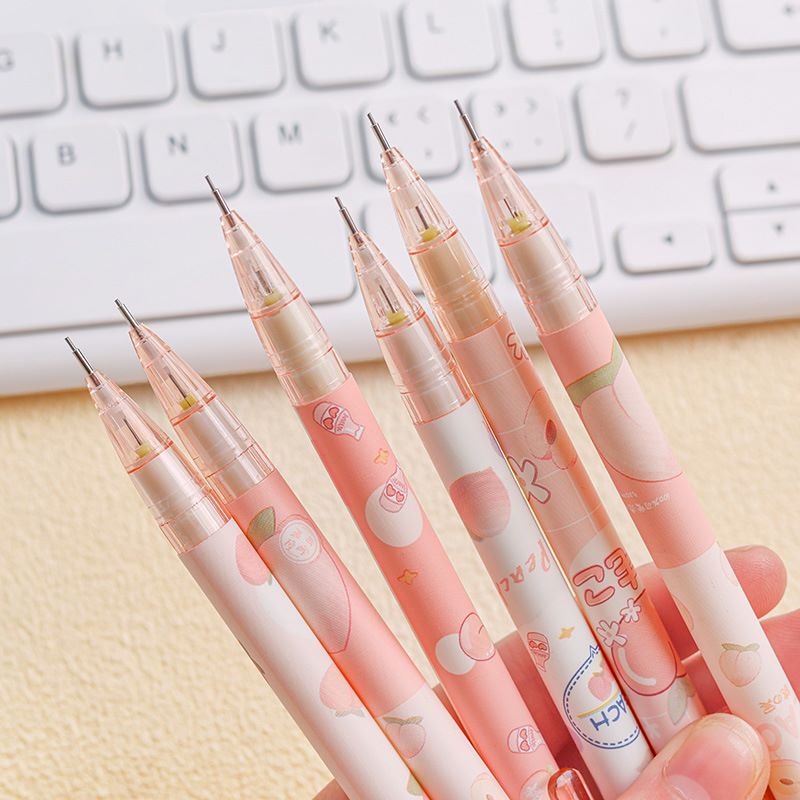 15pcs Kawaii Mechanical Pencil Set Include Peach Mechanical Pencils With  Tubes 0.5 Mm Pencil Refills And Cute Juice Peach Erasers School Supplies For