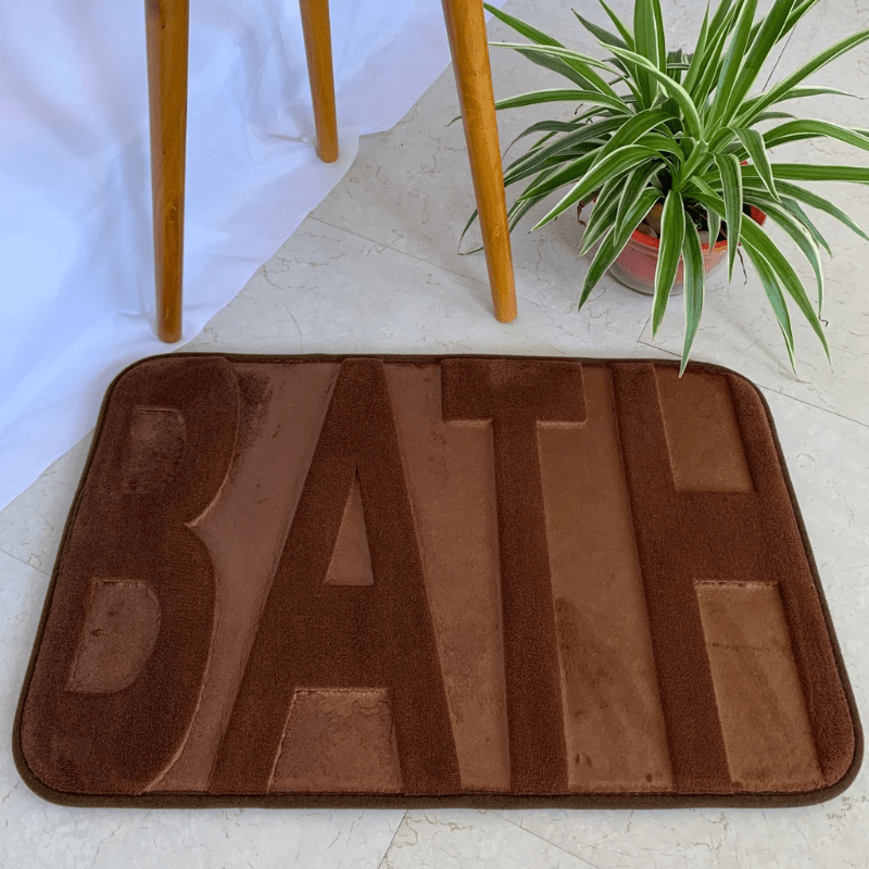 1pc Letter Graphic Anti-slip Bath Rug, Modern Polyester Bath Mat For  Bathroom