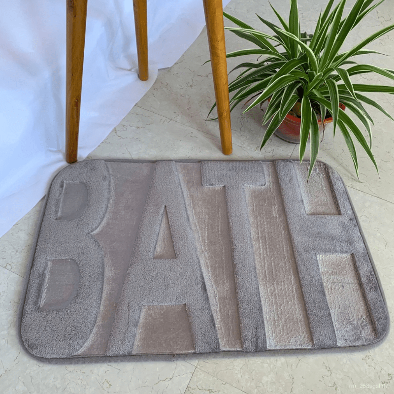 1pc Letter Graphic Anti-slip Bath Rug, Modern Polyester Bath Mat