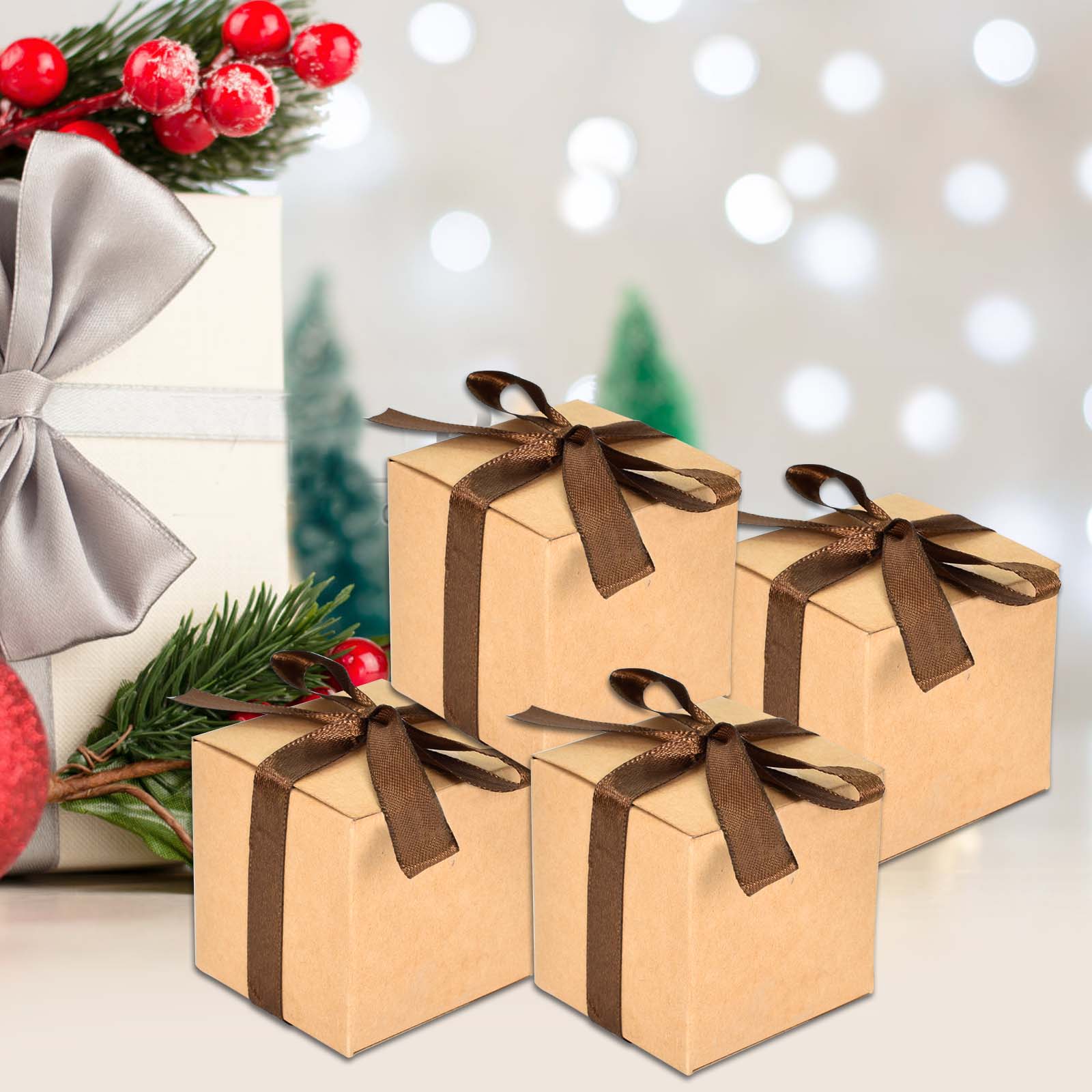 LIFELUM Cajas de regalo grandes paquete de 2 cajas de regalo de Navidad de  13 x 10 x 5 para regalos de padrinos de boda, caja con cinta que contiene