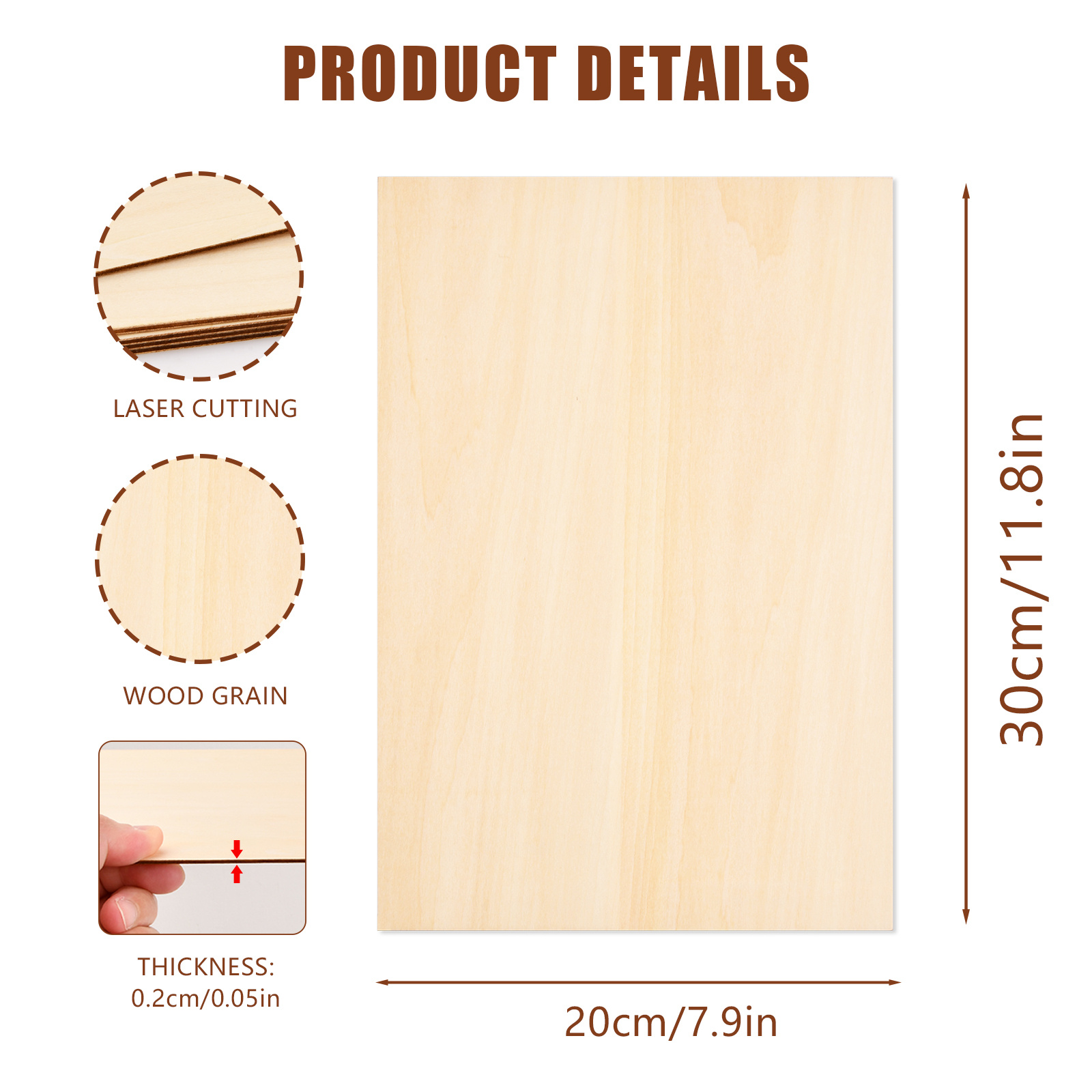 Wood, Wood Sheets For Crafts- - Thick Wood Sheets With Smooth Squares Wood  Boards For Laser Cutting, Wood Burning, Architectural Models, Staining -  Temu Austria