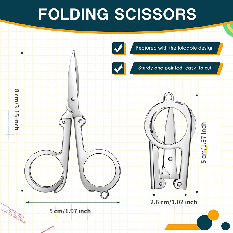 Chevining Folding Scissors Travel Scissors Pocket Scissors Small Foldable  Scissors Perfect For Family Travel Craft Camping Outdoor (4 Pcs)