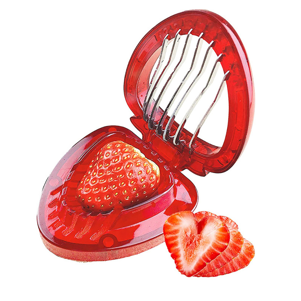 1pc, Stainless Steel Strawberry Slicer, Red Stainless Steel Strawberry  Huller Stem Remover, Creative Cherry Pitter, Stainless Steel Blade Kitchen  Tools, Kitchen Gadgets