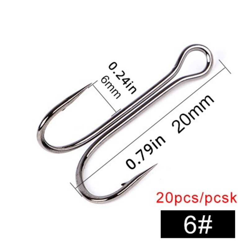 20pcs Carp Fishing Double Hooks with Soft Worm Lures