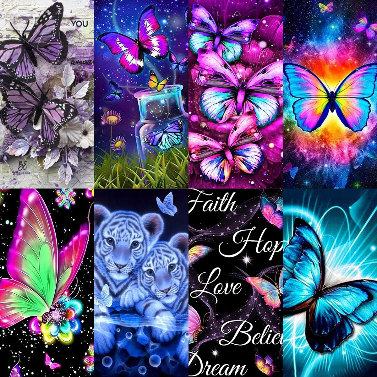 Beautiful Butterfly Diamond Painting Stitch 5D DIY Full Drill Colorful  Flower Diamond Embroidery Rhinestone Picture Home