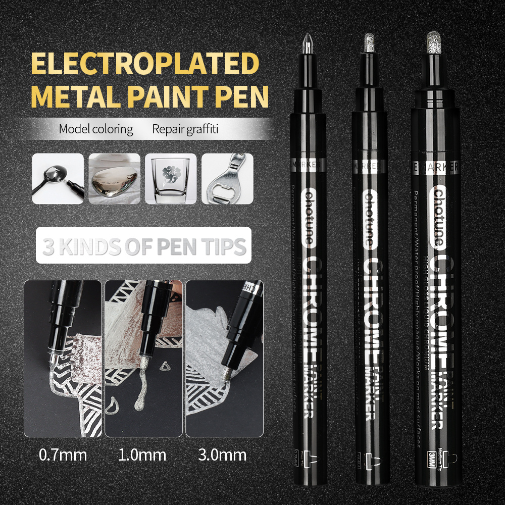 Wholesale Electroplated Silver Paint Pen With Chrome Finish, Waterproof  Tungsten Metal Touch Up For Tires And Ceramics, 1mm/2mm Nib Included From  Sunrise2023, $2.78