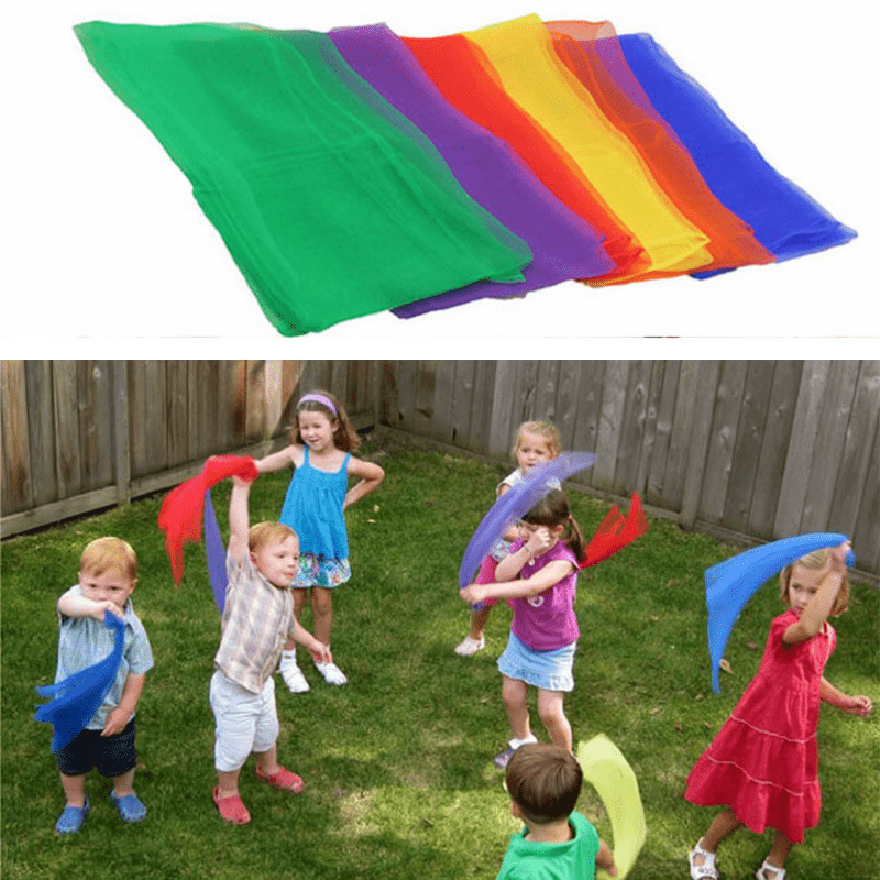 Children's Square Scarf Outdoor Game Sports Toys Juggling Silk Dance Scarf  Square Scarf Children's Toys Kindergarten Performance Props Accessories