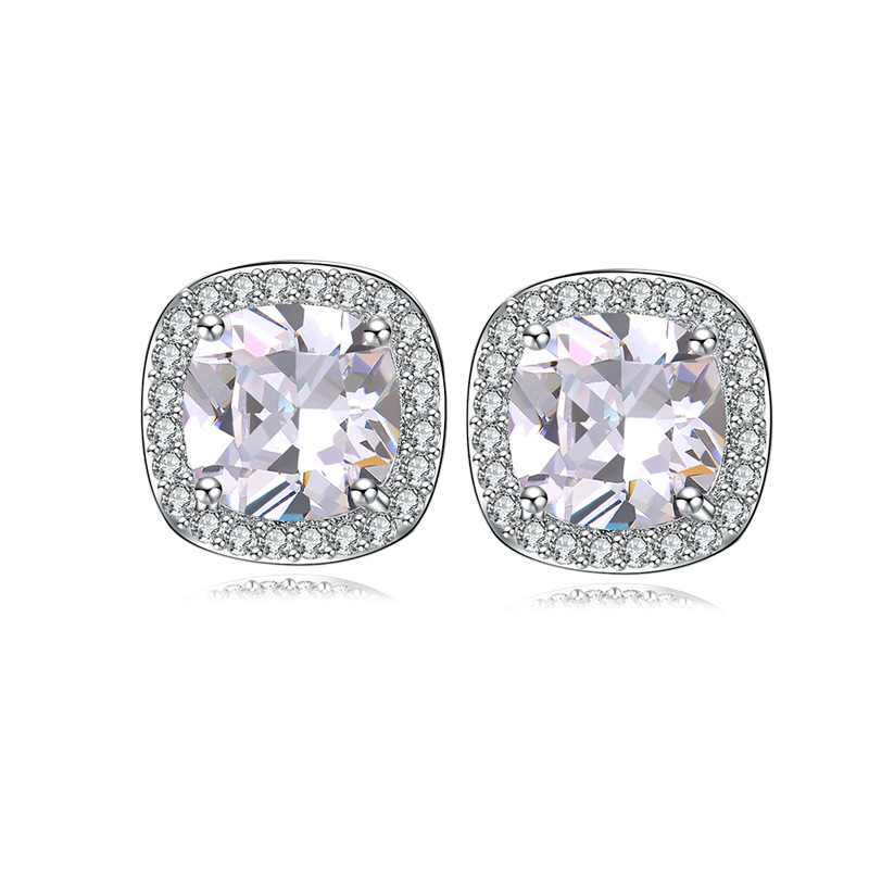 Men's Square Zircon Stud Earrings