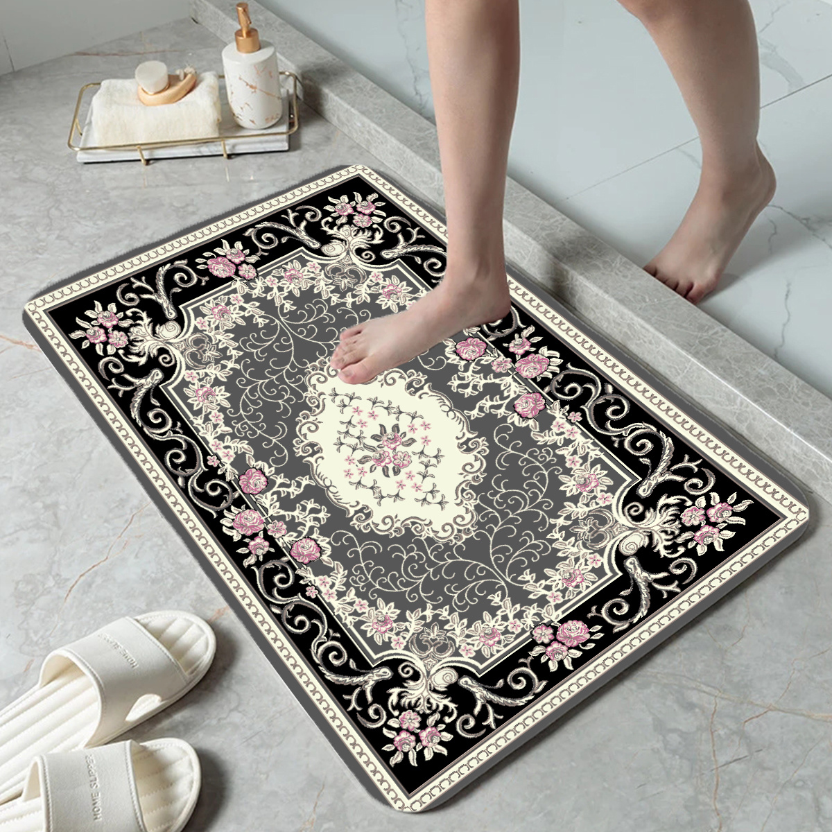 Boho Floral Floor Mat Home Entry Door Floor Mat Living Room - Temu