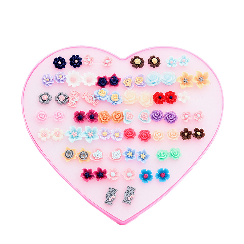 36 pairs hypoallergenic stud earrings in a peach heart gift  display picture 3