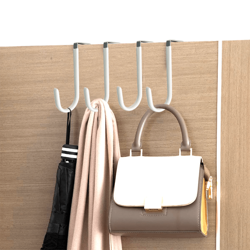 HFHOME 2Packs Over The Door Double Hanger Hooks, Metal Twin Hooks Organizer  for Hanging Coats, Hats, Robes, Towels- Black