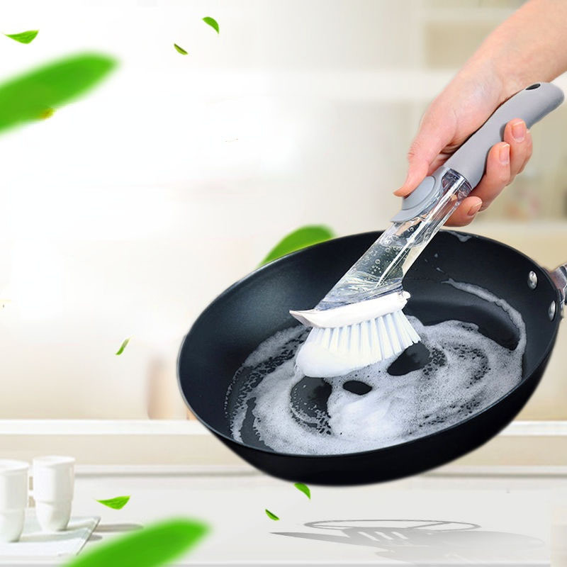 Kitchen Cleaning Brush 2In1 Long Handle Sponge Dishwashing Pan sink Scrubber